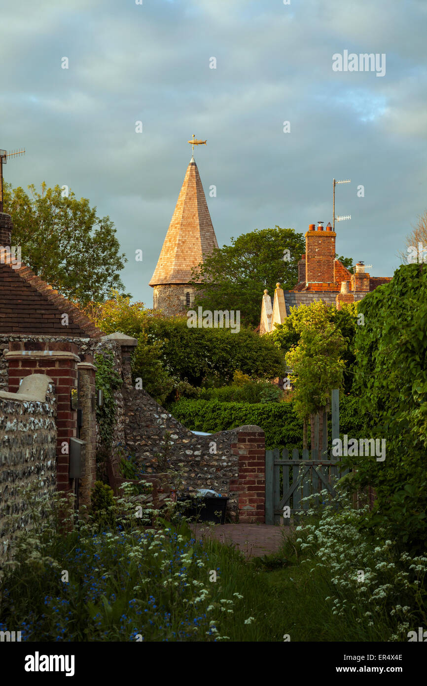 Spring evening in Piddinghoe village, East Sussex, England. Stock Photo