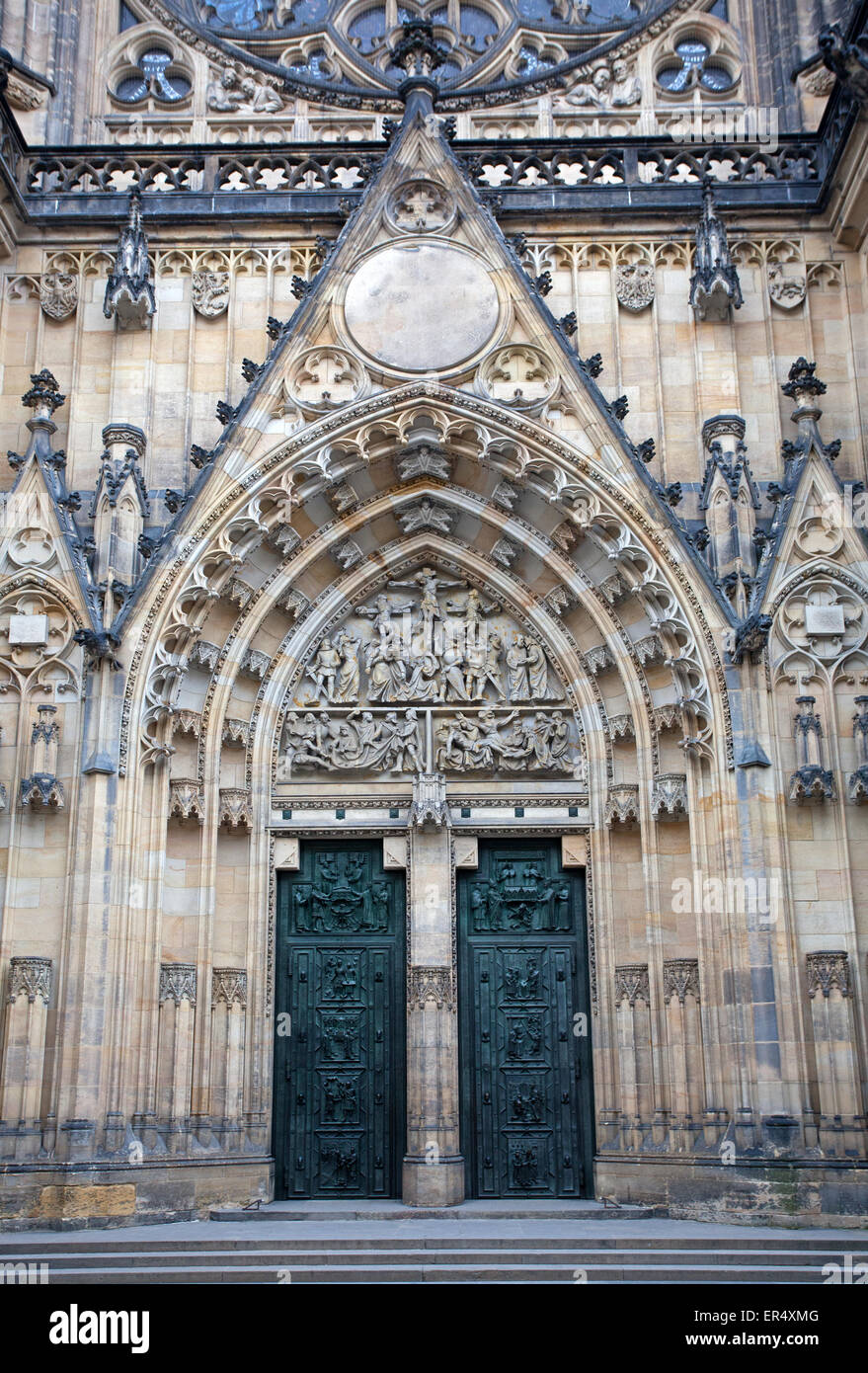 Prague Castle: St. Vitus Cathedral: Door Stock Photo