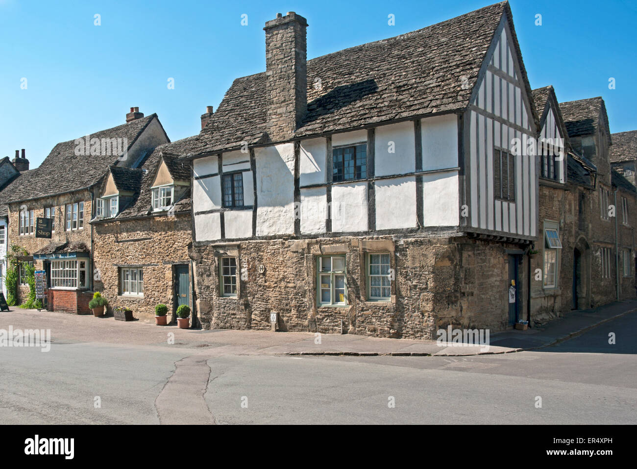 Lacock Village Cottage, High Street, Wiltshire, England, Stock Photo