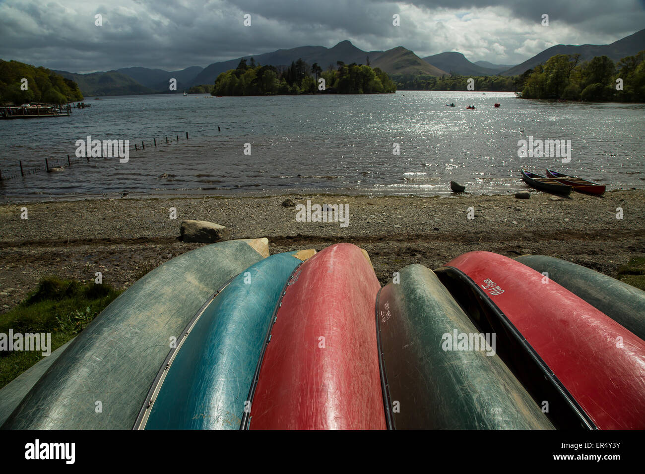 Kayaks at Derwentwater Keswick Stock Photo Alamy