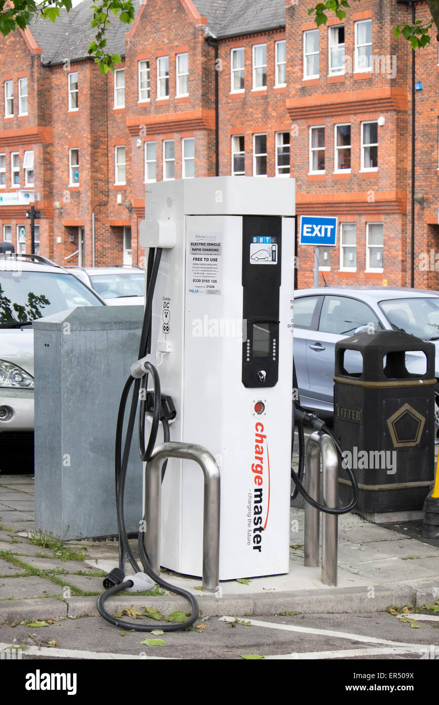 Electric car charging point in UK public car park Stock Photo Alamy
