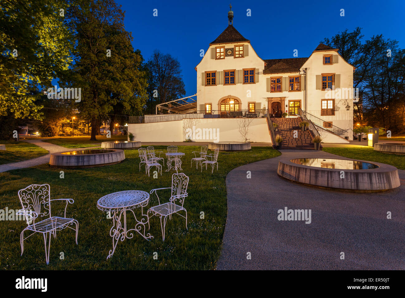 Evening at Binningen Castle, Switzerland. Stock Photo