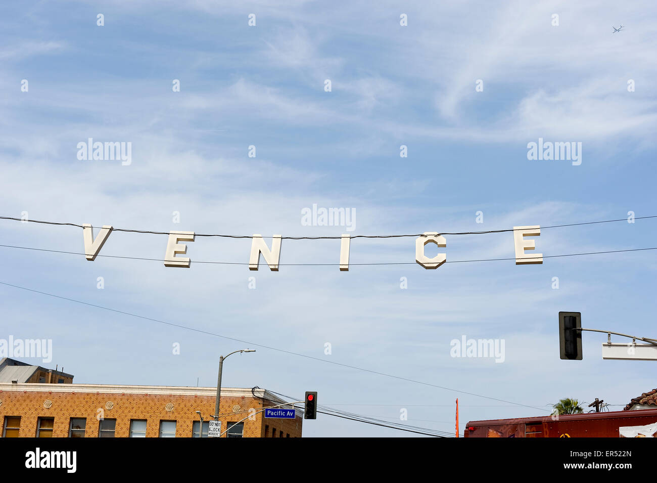 Suspended Venice Sign, Venice Beach, California, America, USA Stock