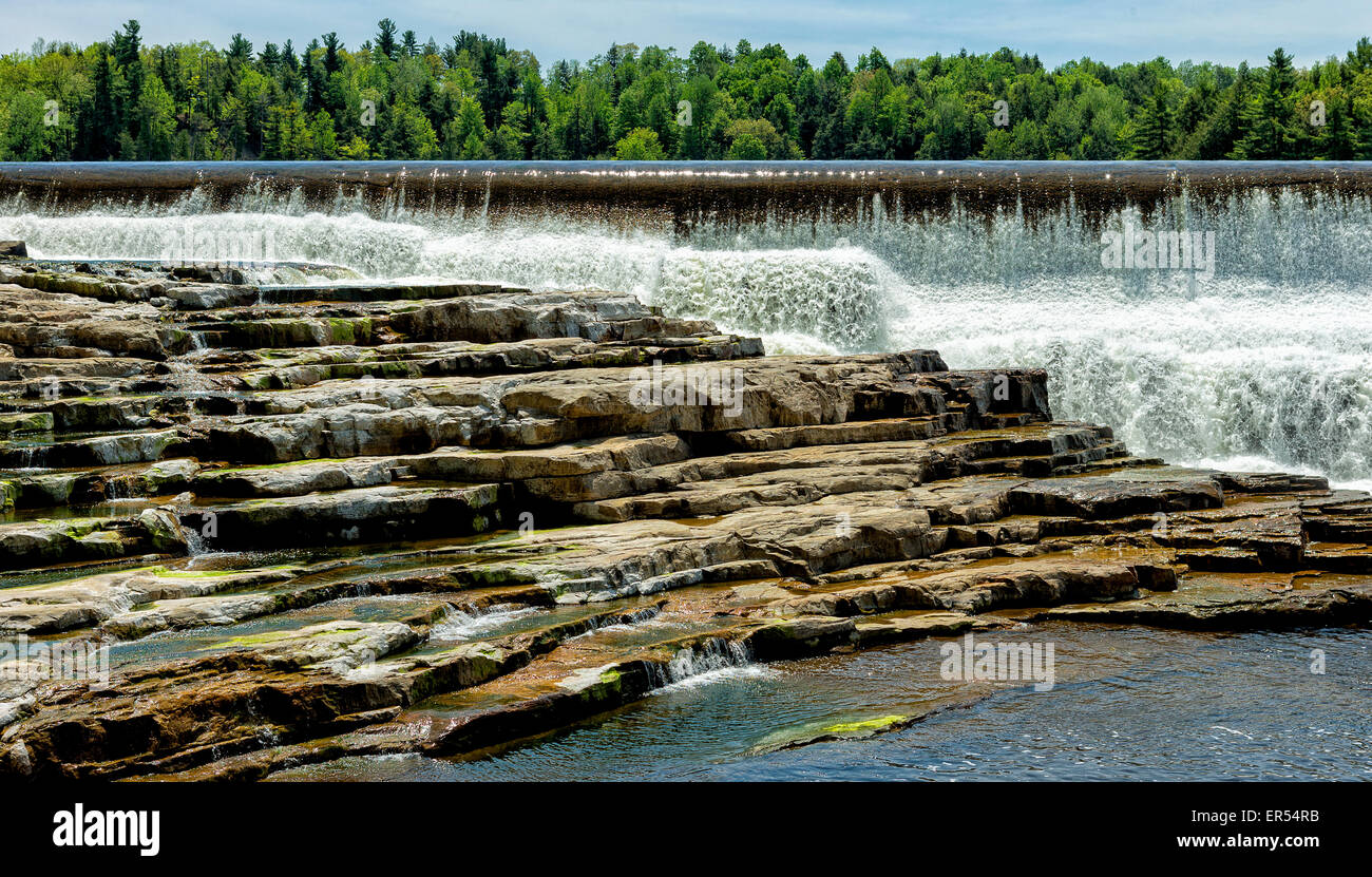 View of the Rainbow Falls in Keeseville. Upstate New York. Stock Photo