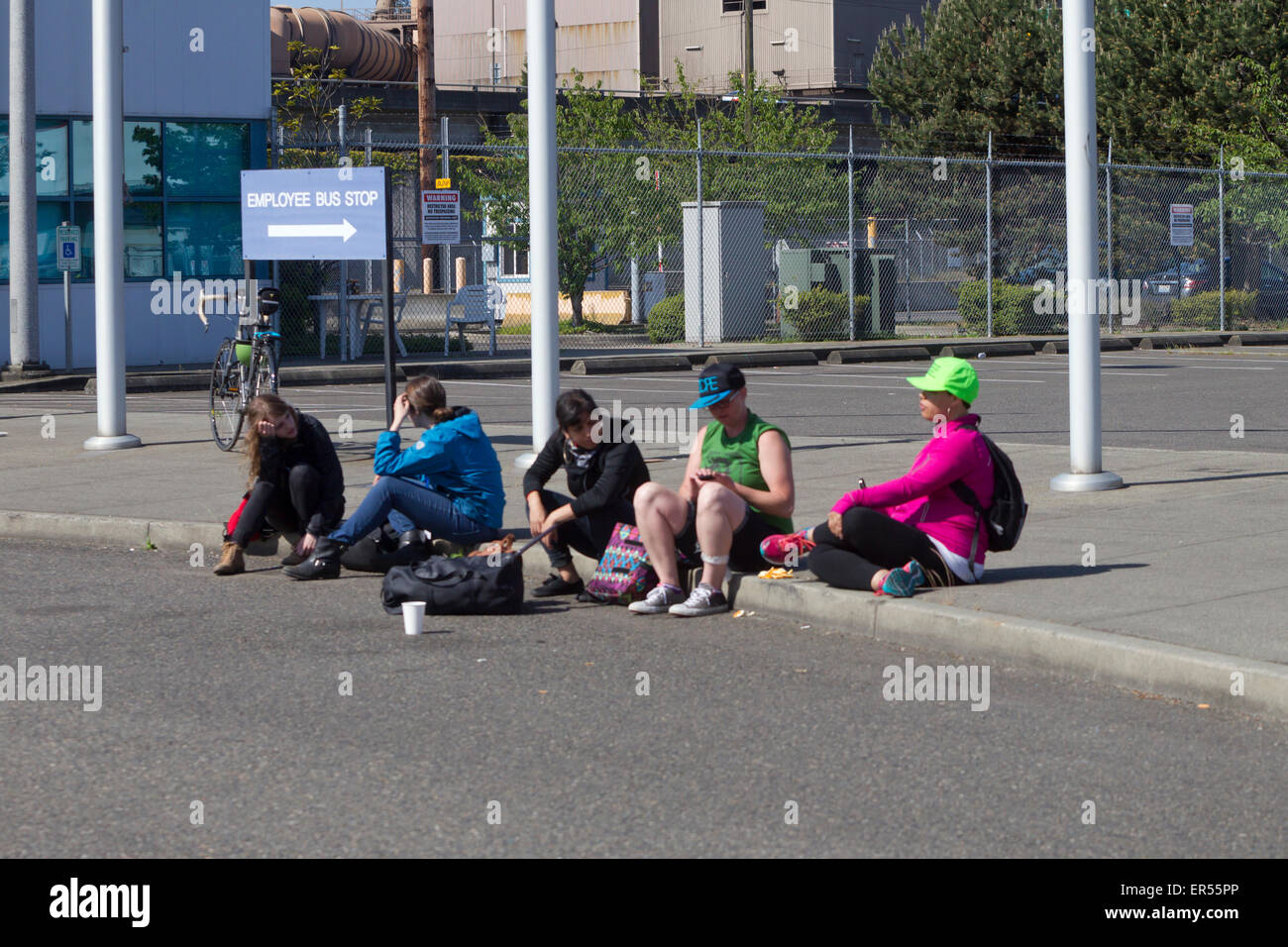 Protest Against Royal Dutch Shell's Floating Oil Drill Rig, Polar Pioneer, Seattle, Washington, USA, May 18, 2015 Stock Photo