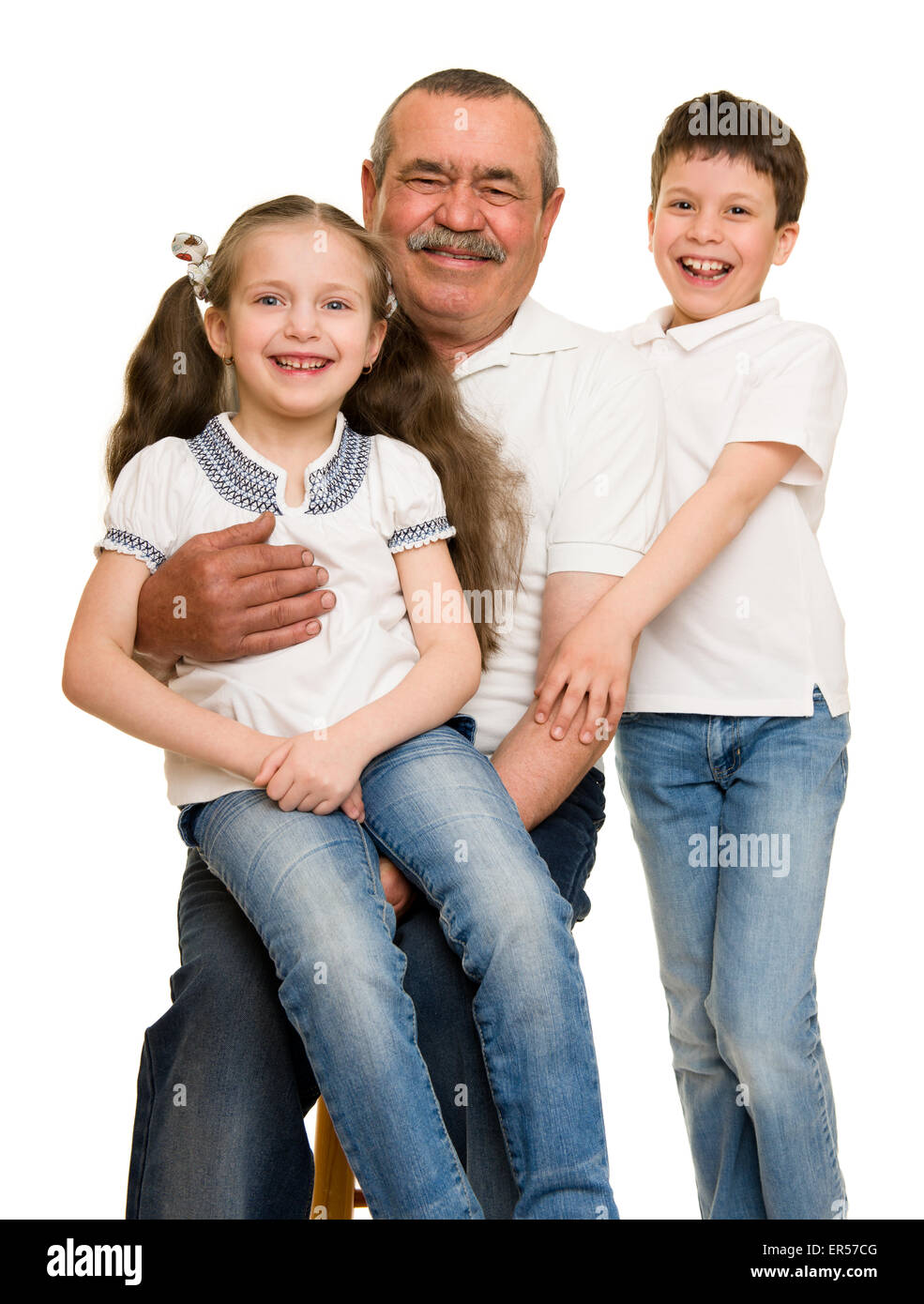 Grandfather and grandchildren portrait studio shoot Stock Photo - Alamy