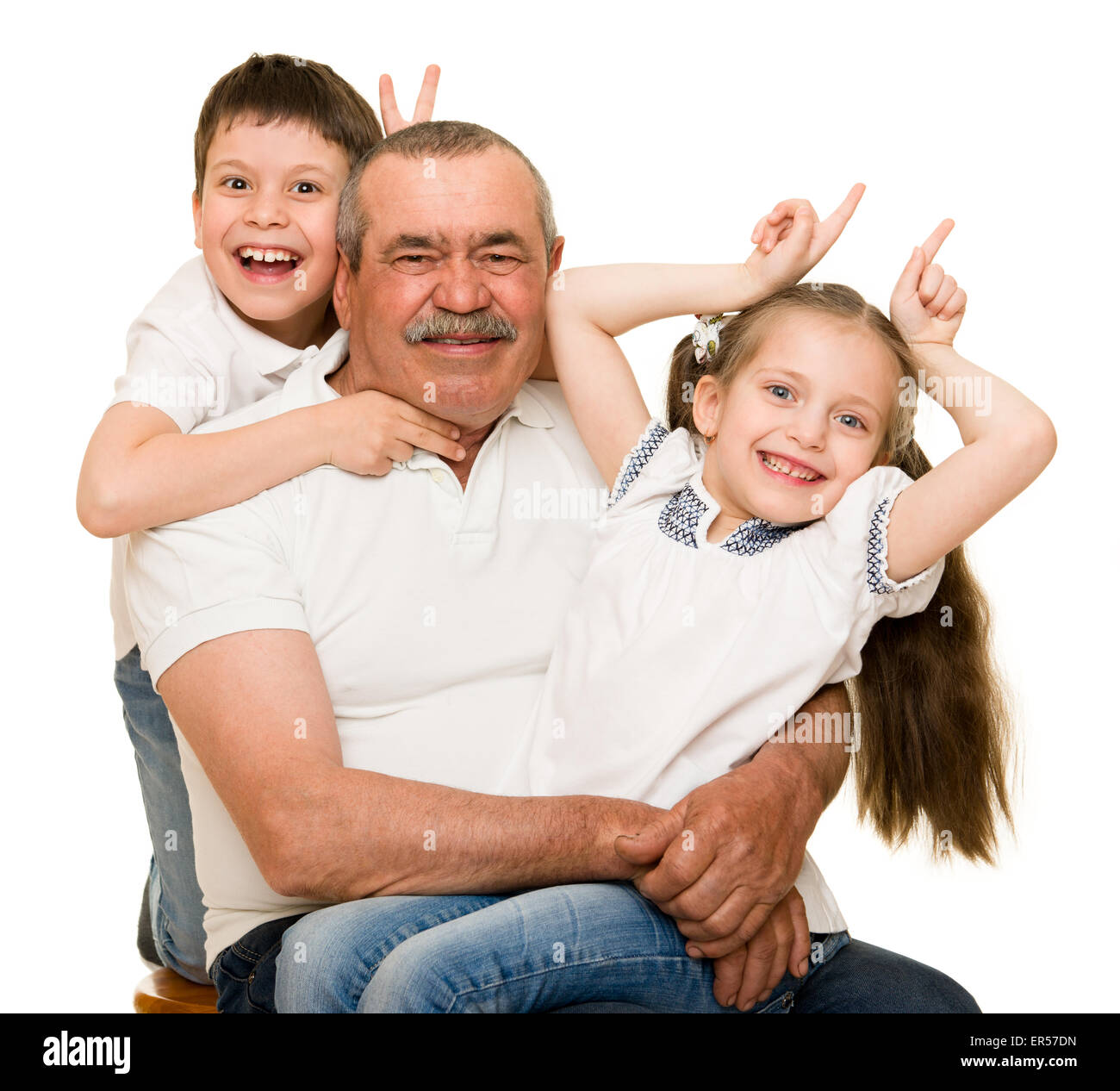 Grandfather and grandchildren portrait Stock Photo - Alamy