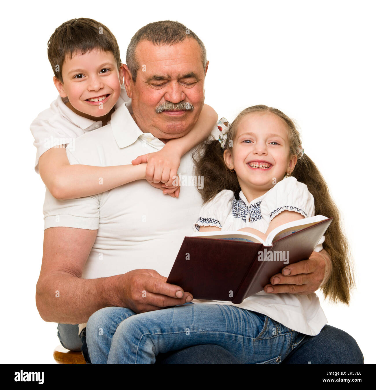 Grandfather and grandchildren portrait studio shoot Stock Photo - Alamy