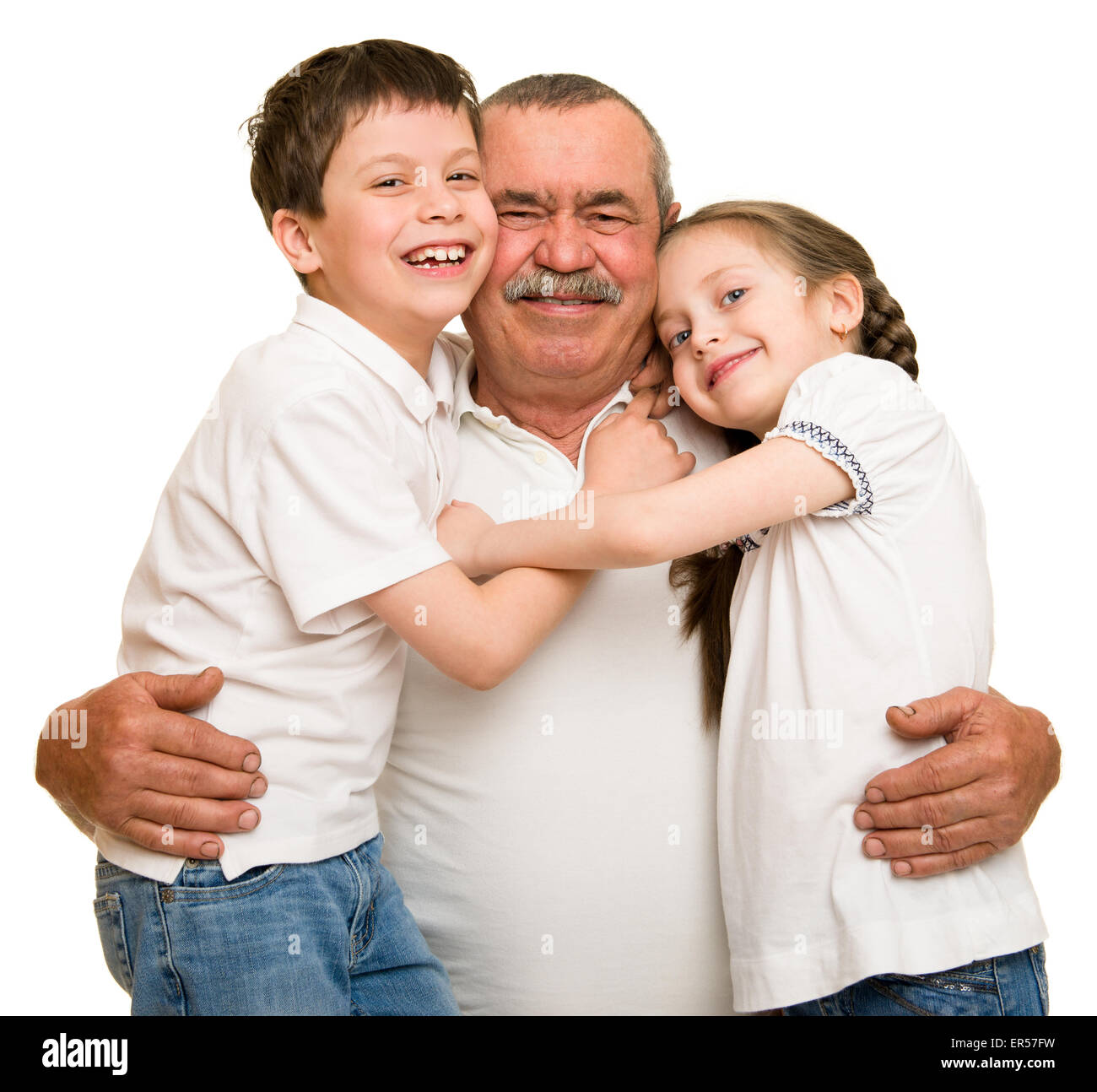Grandfather and grandchildren portrait studio shoot Stock Photo - Alamy