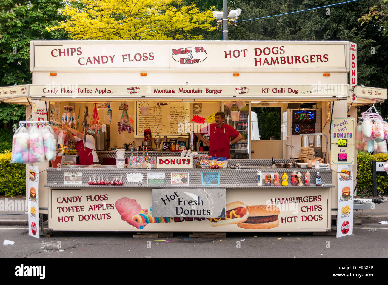 Pinner, London, UK. 27 May 2015. Typical fast food awaits, as hundreds