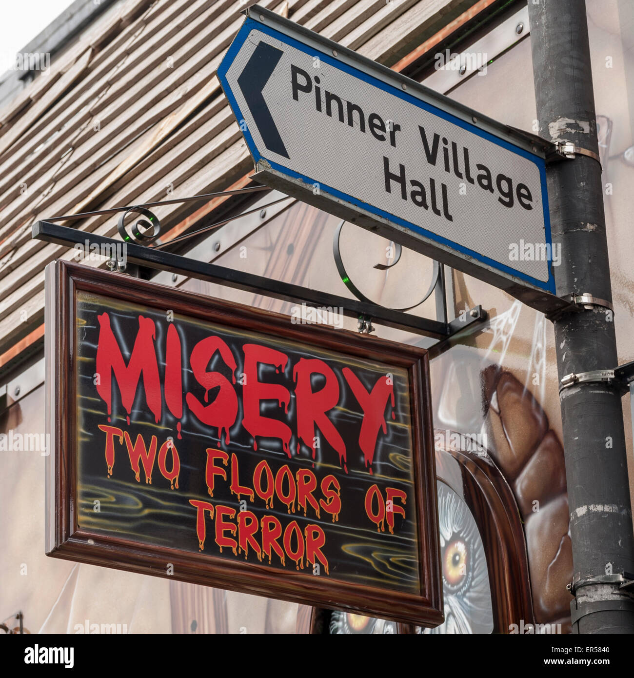 Pinner, London, UK. 27 May 2015. Existing road signs jostle for