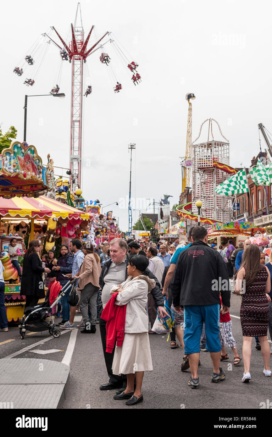 Pinner, London, UK. 27 May 2015. Hundreds of people gather in Pinner, northwest London, for