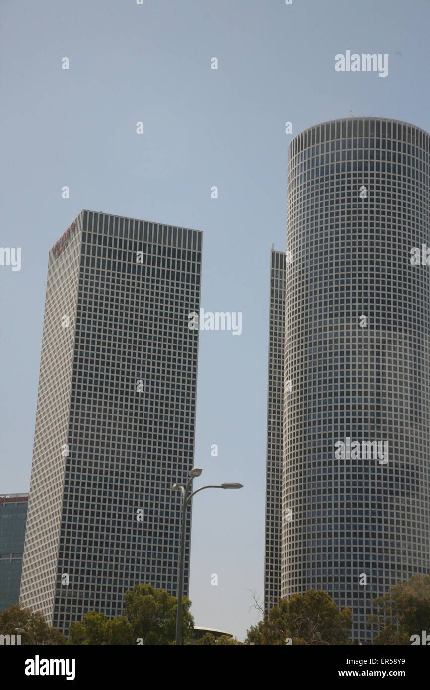 Tall buildings on Ibn Gvirol St, Tel Aviv, Israel Stock Photo