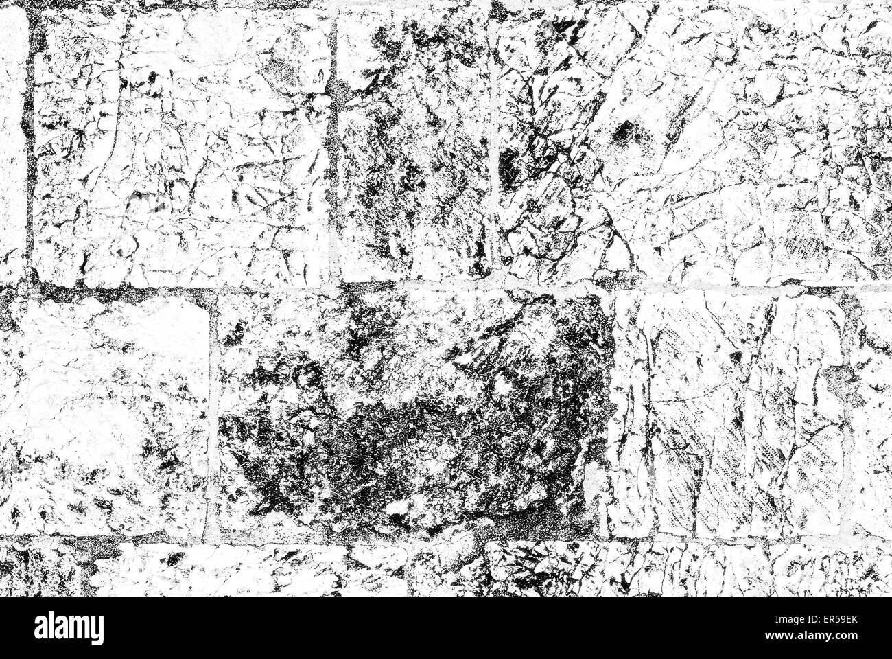 Black-and-white texture Old wall made of the Jerusalem stone Stock Photo