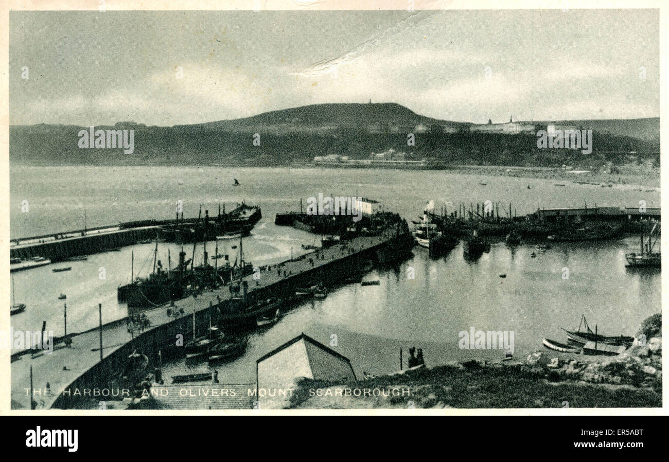 The Harbour & Oliver's Mount, Scarborough, Yorkshire Stock Photo - Alamy