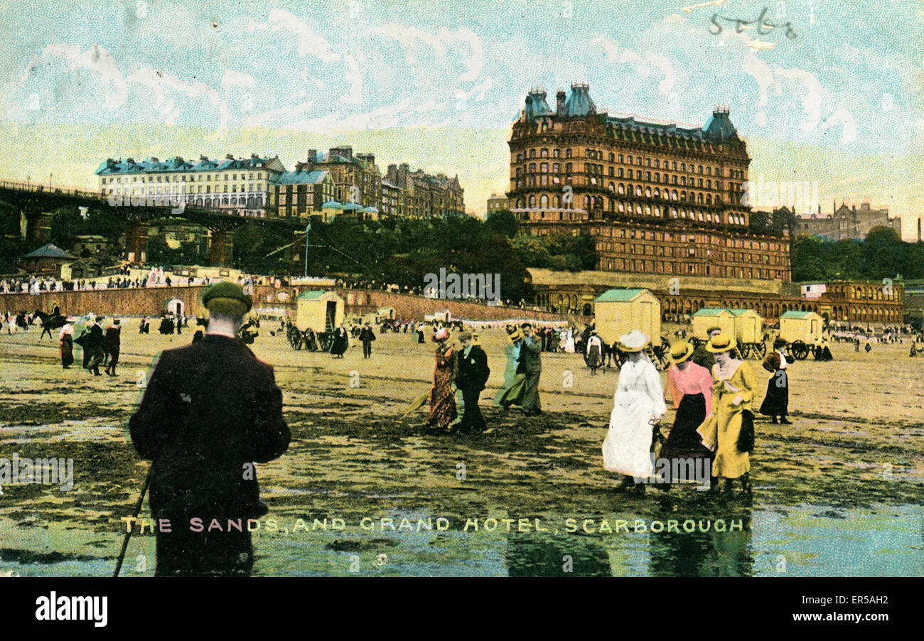 Sands &amp; Grand Hotel, Scarborough, Yorkshire, England.  1900s Stock Photo