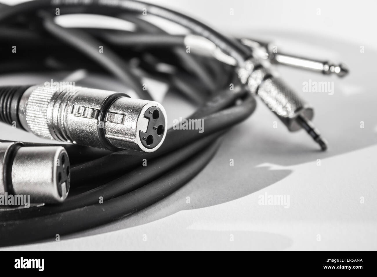 XLR cables and connections details. Poster background Stock Photo - Alamy