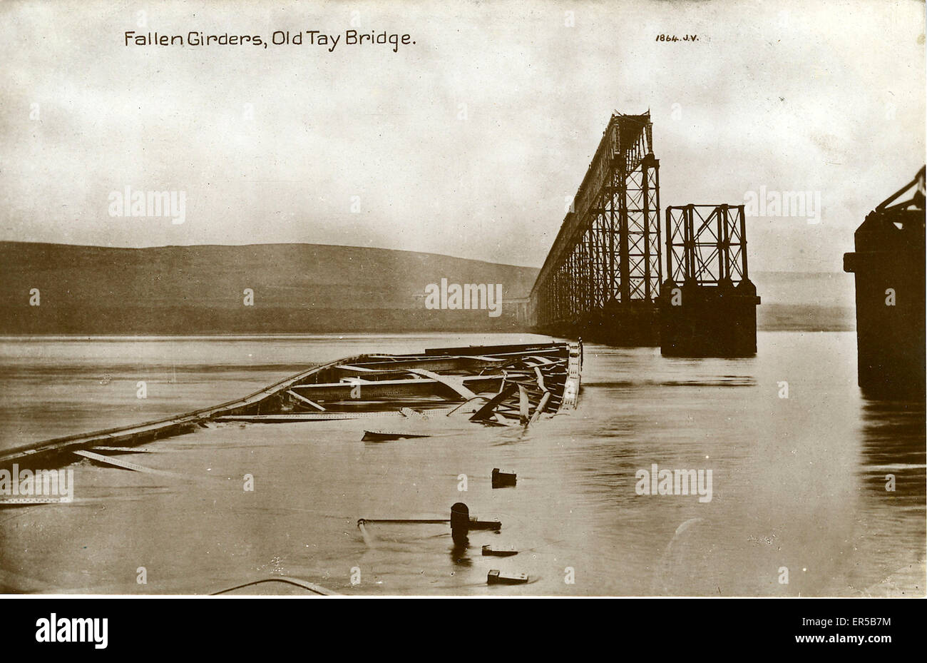Fallen Girders, Tay Bridge, Aberdeenshire Stock Photo