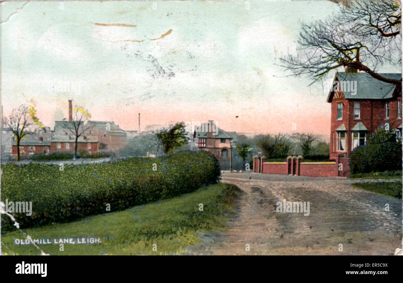 Old Mill Lane, Leigh, Manchester, near Atherton, Lancashire, England.  1900s Stock Photo