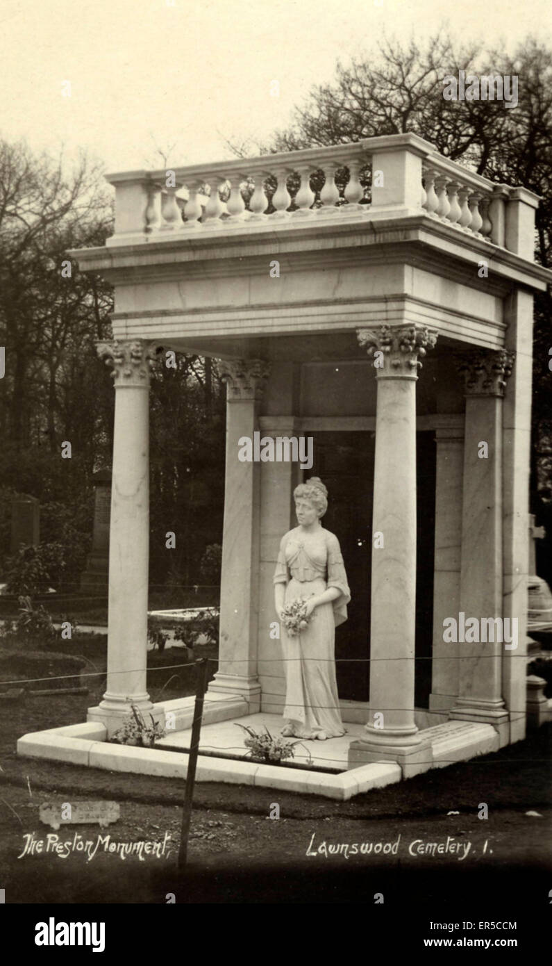 Lawns Wood Cemetery, Leeds, near Adel, Yorkshire, England. Showing the Ethel Preston Monument  1910s Stock Photo