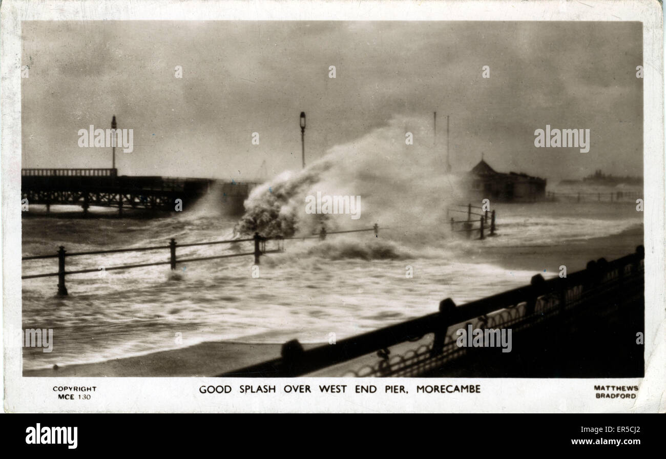 West End Pier in Rough Seas, Morecambe, Lancashire Stock Photo Alamy