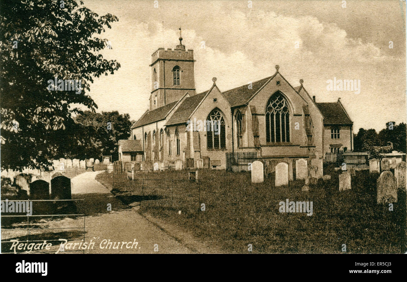 Parish Church, Reigate, near Redhill, Surrey, England. 1910s Stock ...