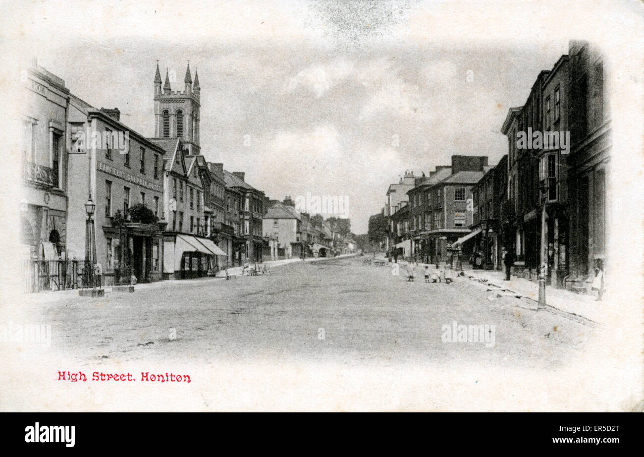 High Street, Honiton, near Lyme Regis, Devon, England. 1900s Stock