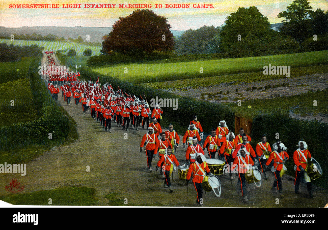 Somersetshire Light Infantry Marching to Bordon Camps, Hamps Stock Photo
