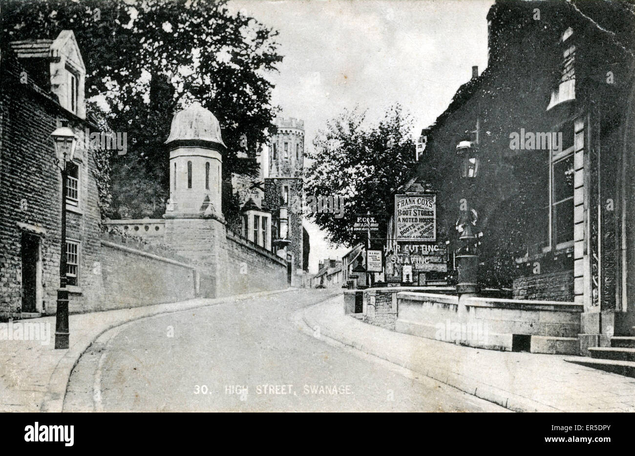 High Street, Swanage, near Poole, Dorset, England. Showing Frank Cox's