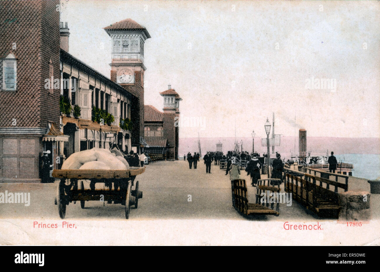 Princes Pier, Greenock, near Port Glasgow, Renfrewshire, Scotland. Showing Horse & Cart 1905