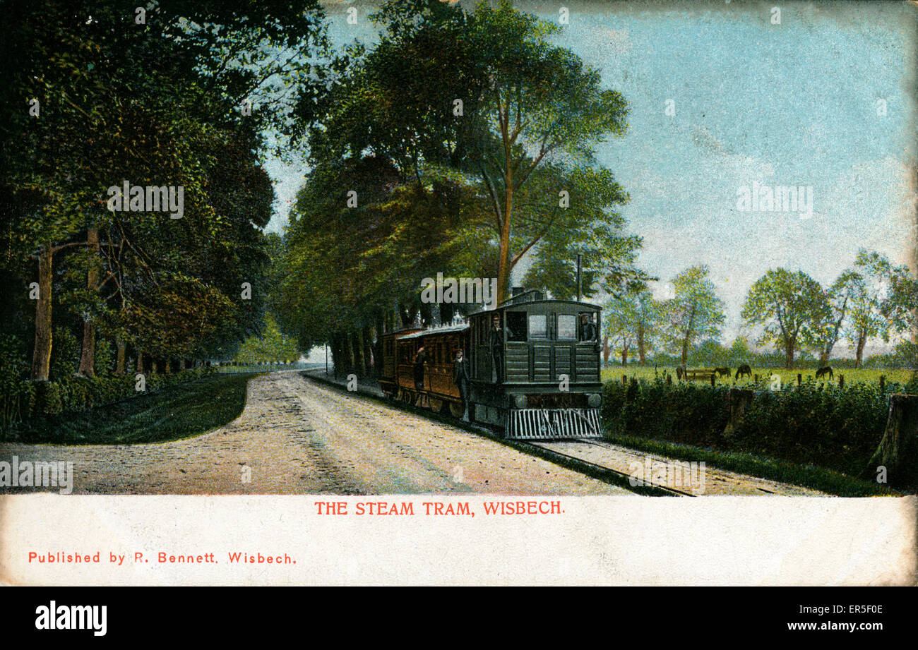 Steam Tram and Carriages, Wisbech, Cambridgeshire, England. The Wisbech