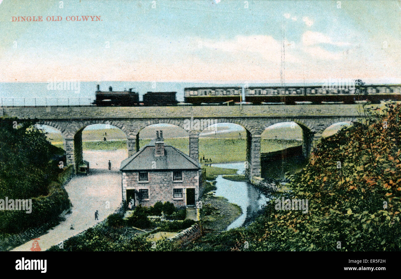 The Railway Viaduct and Train, Dingle, Old Colwyn, near Colwyn Bay