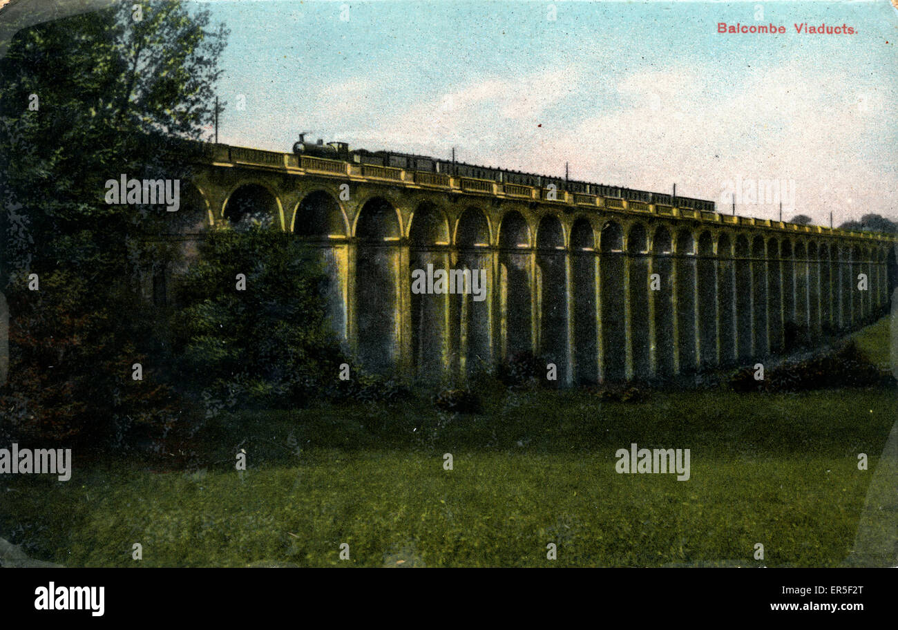 The Railway Viaduct and Train, Balcombe, Sussex Stock Photo