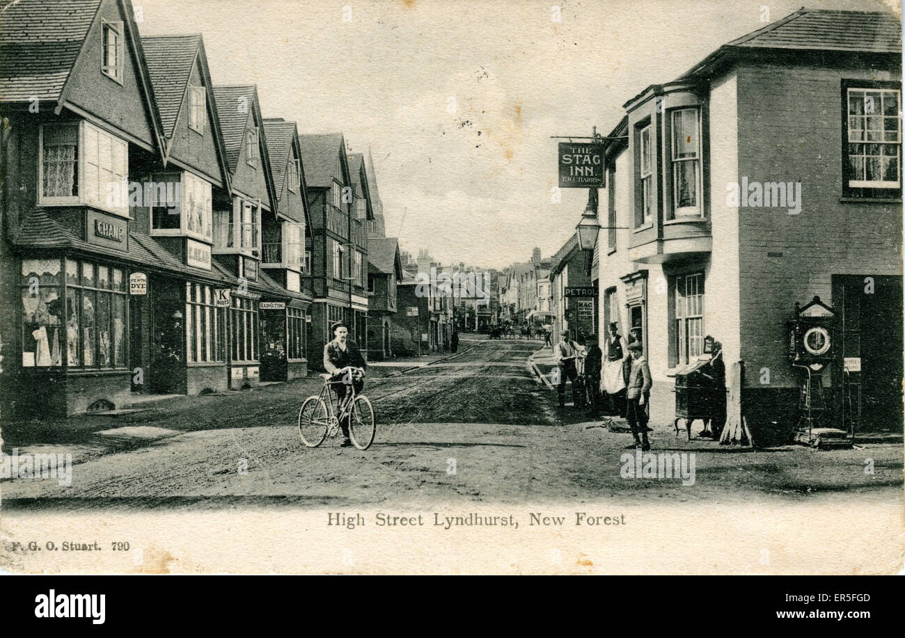 High Street, Lyndhurst, near Brockenhurst, Hampshire, England. Showing
