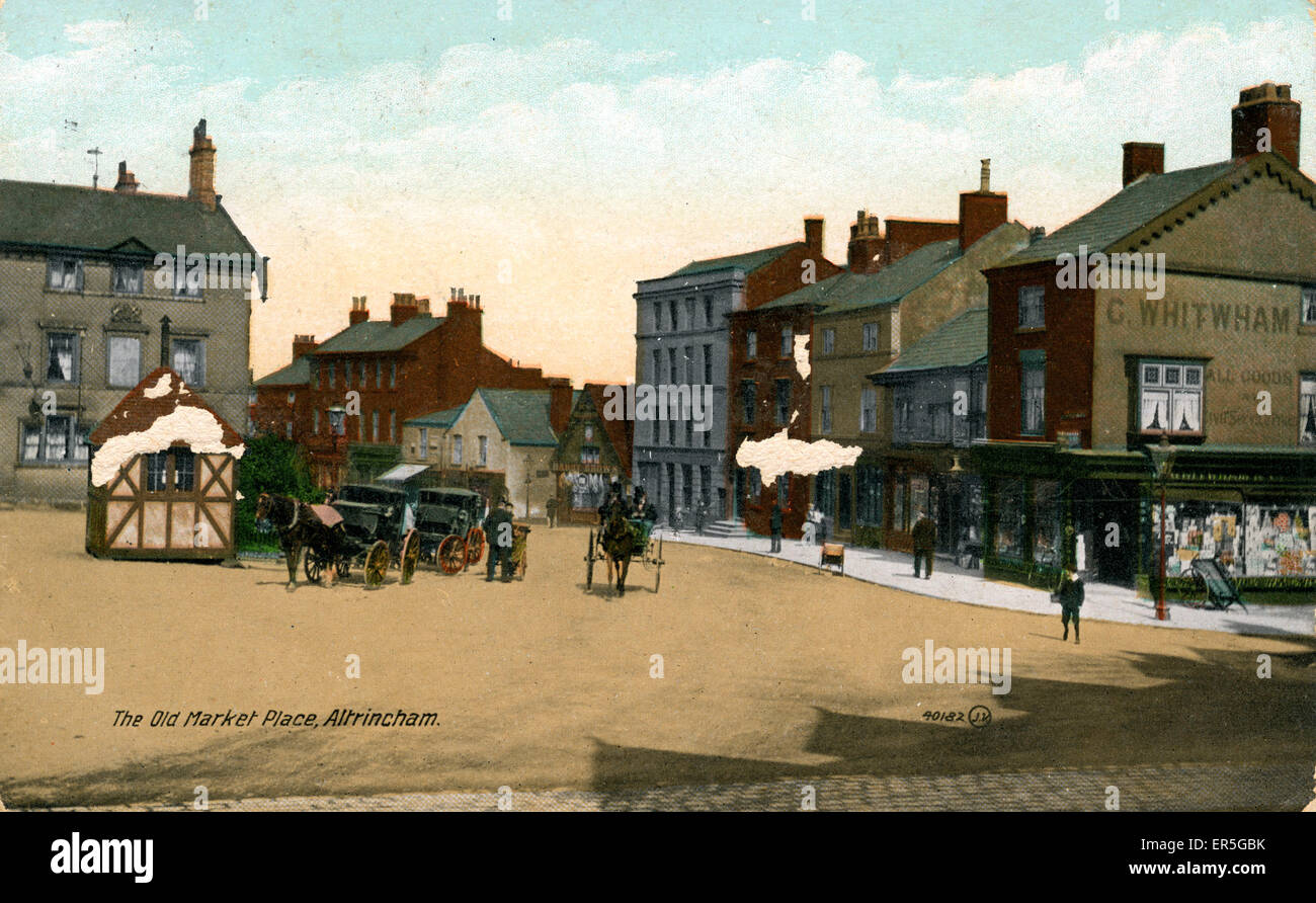Old Market Place, Altrincham, Trafford, near Cheadle, Cheshire, England.  1911 Stock Photo