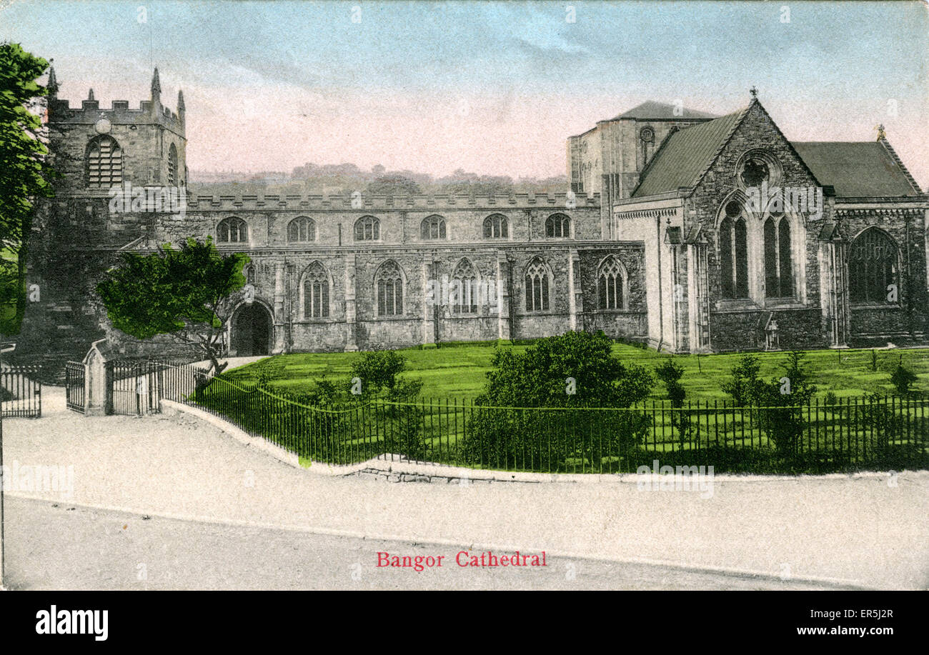 The Cathedral, Bangor, Caernarvonshire, Wales. 1910s Stock Photo Alamy