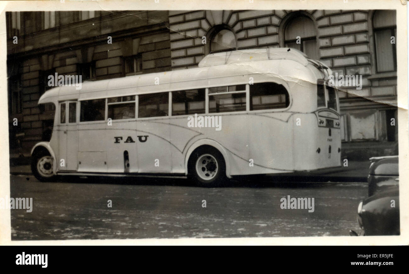 Friends Ambulance Unit (FAU) Vintage Leyland Bus Stock Photo