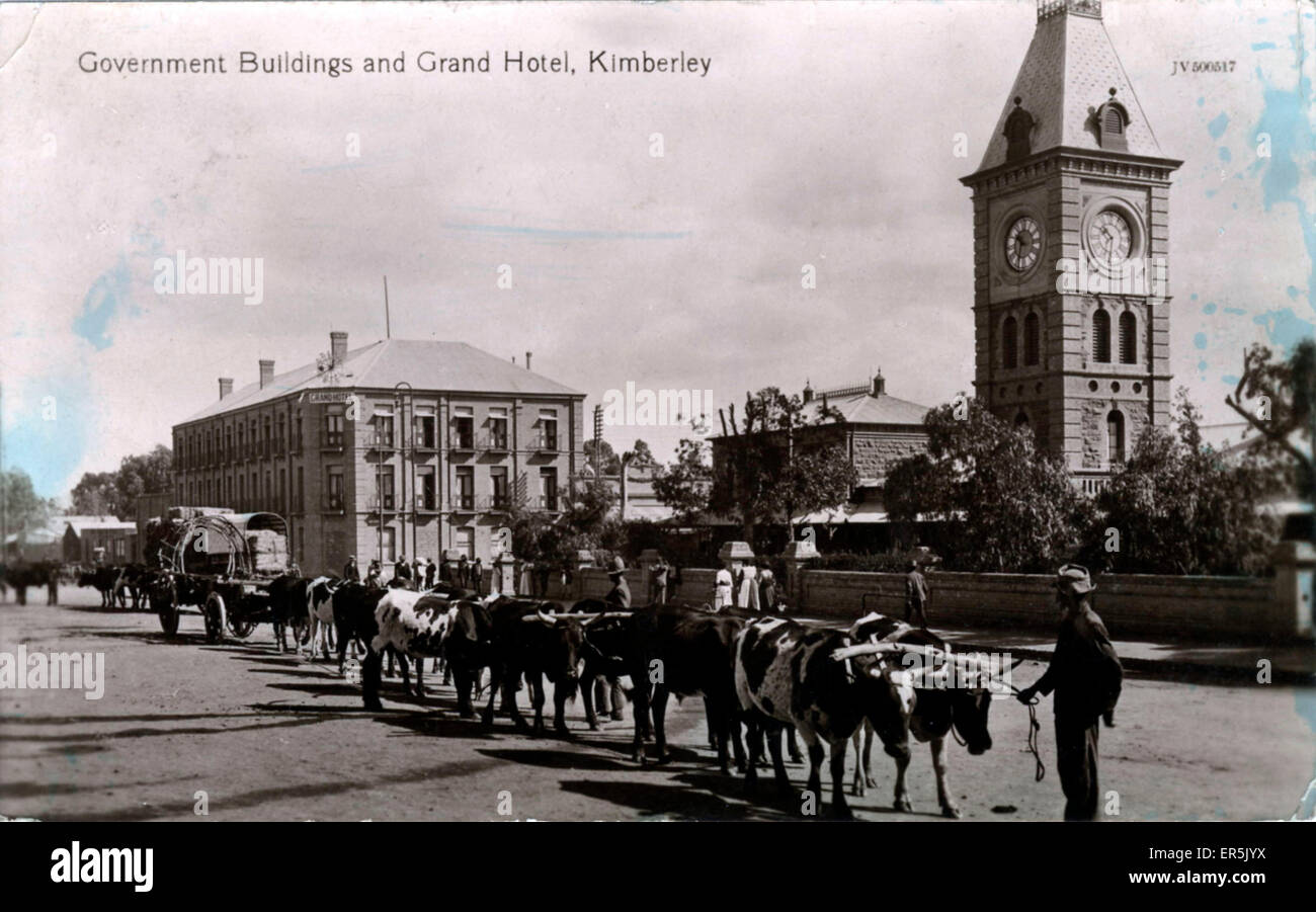 Government Buildings &amp; Grand Hotel, Kimberley, near Bloemfontein, Frances Baard, Northern Cape, South Africa.  1900s Stock Photo