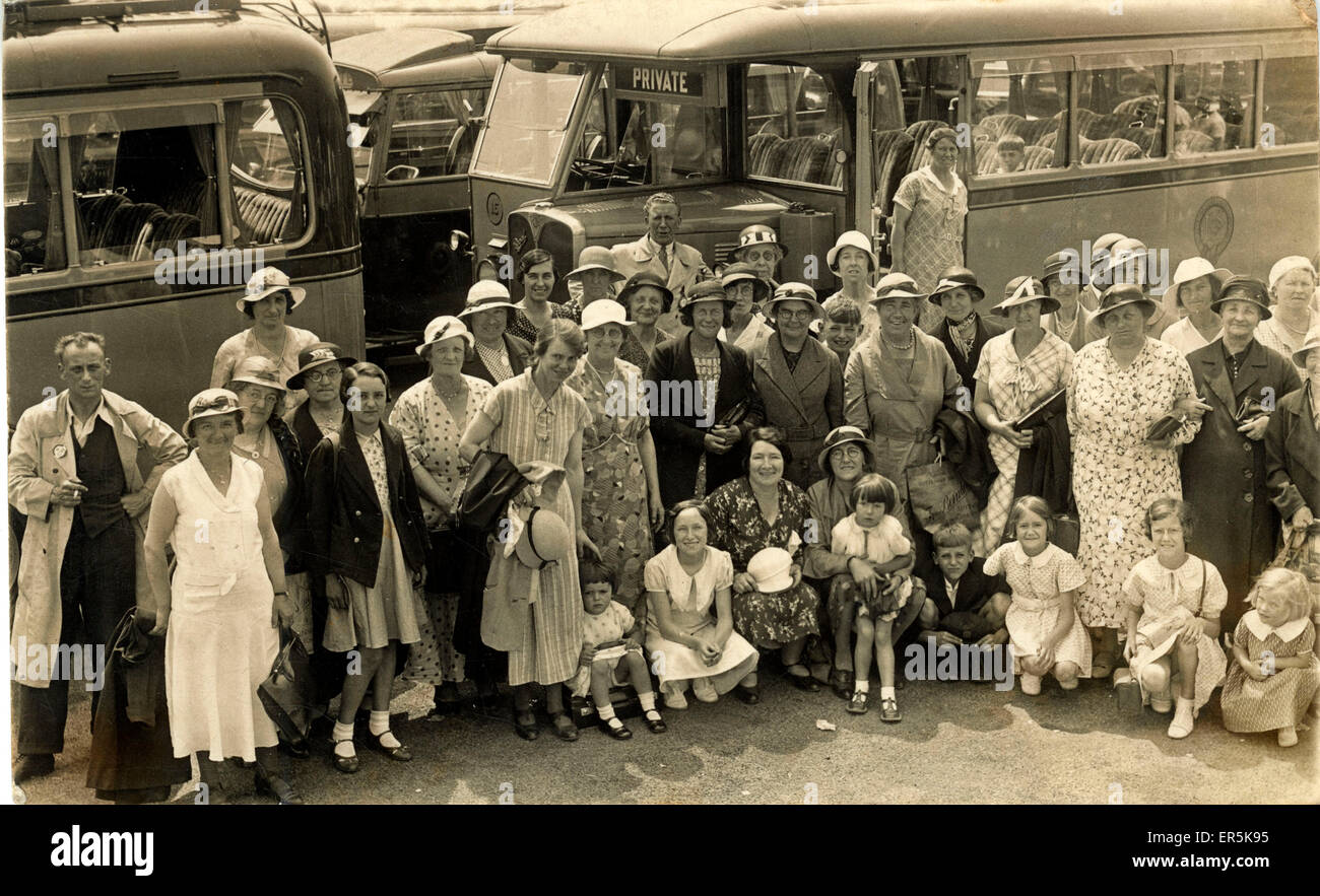 AEC Regal Vintage Bus and Passengers, England Stock Photo