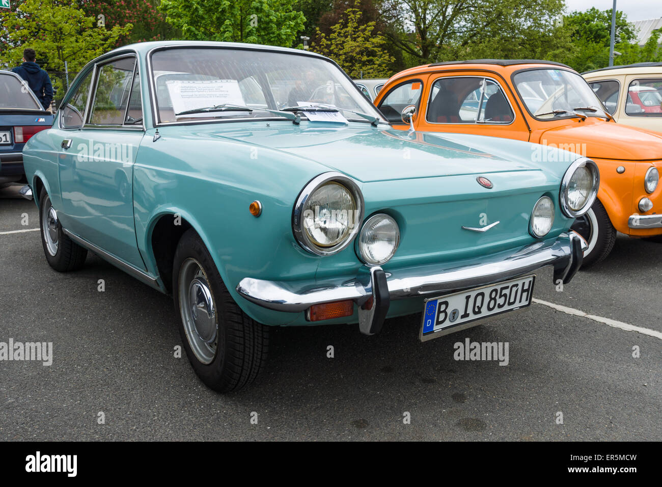 BERLIN - MAY 10, 2015: Vintage car Fiat 850 coupe, 1970. The 28th Berlin-Brandenburg Oldtimer Day Stock Photo