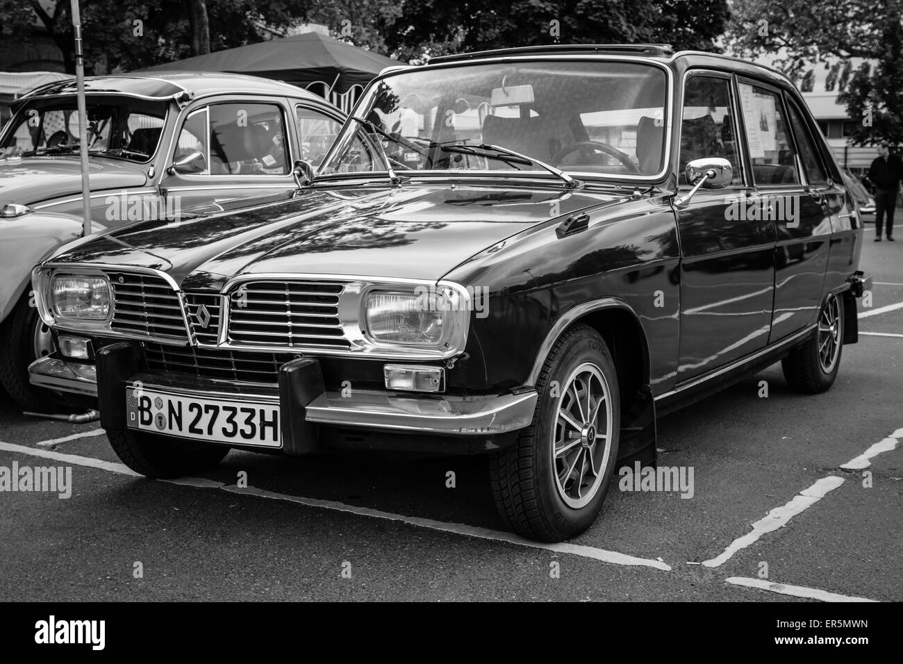 BERLIN - MAY 10, 2015: Large family car Renault 16TL. Black and white. 28th Berlin-Brandenburg Oldtimer Day Stock Photo