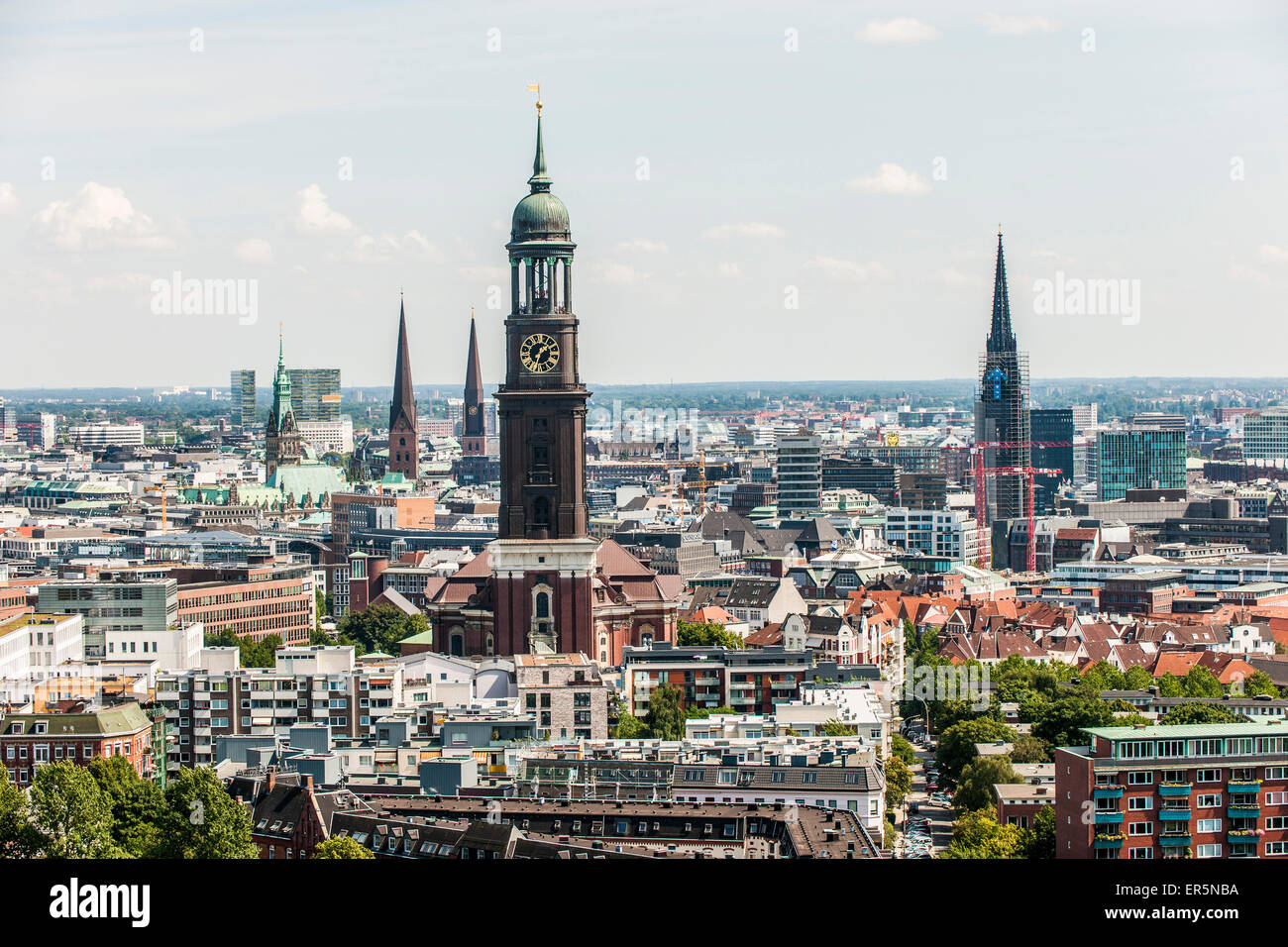 View to the St. Michael's church and other churches in Hamburg, Hamburg ...