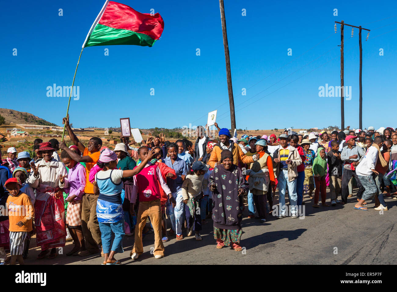 Traditional Procession for deceased relatives near Antananarivo, Merina people, capital of Madagascar, Africa Stock Photo