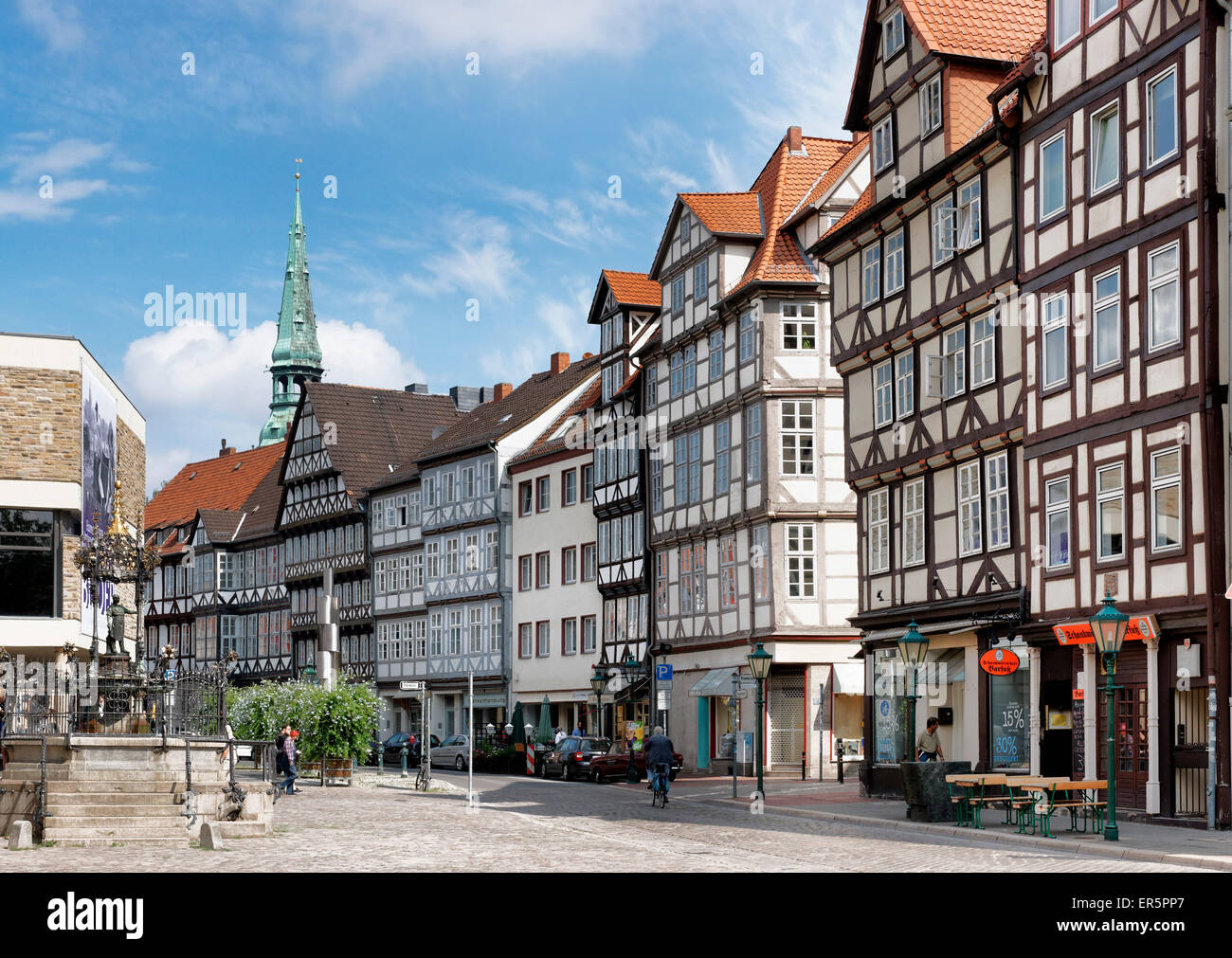 Holzmarkt with half-timbered houses and Kreuzkirche, Hannover, Lower Saxony, Germany Stock Photo