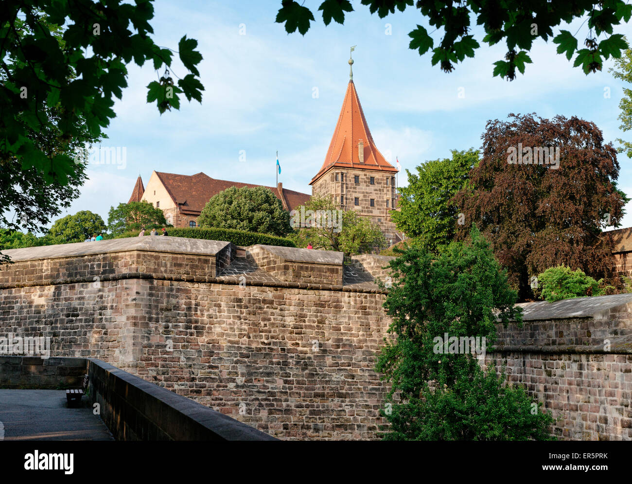 Bastions of the Imperial Castle, Nuremberg, Middle Franconia, Bavaria, Germany Stock Photo