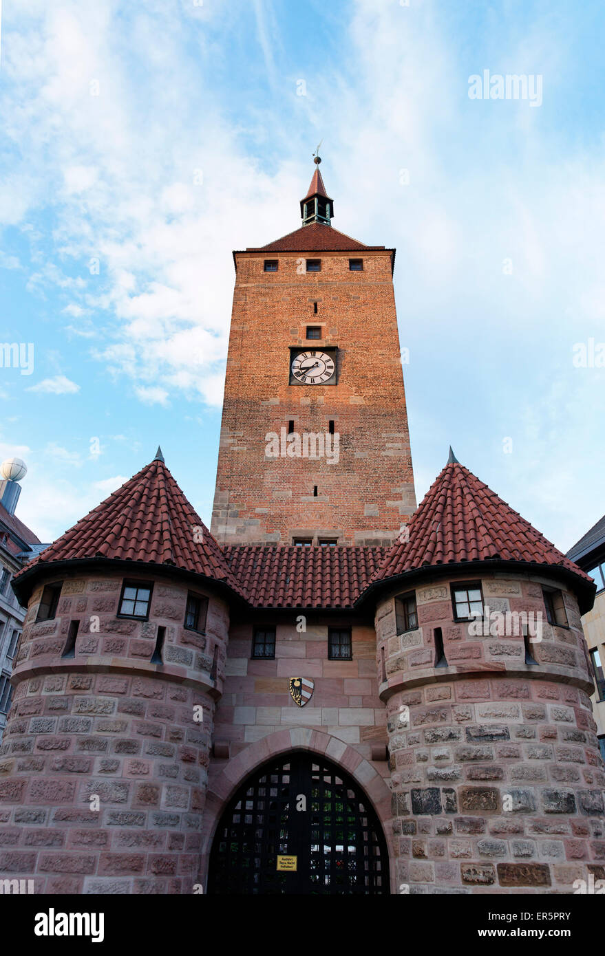 Weisse Turm tower, Ludwigplatz, Nuremberg, Middle Franconia, Bavaria, Germany Stock Photo