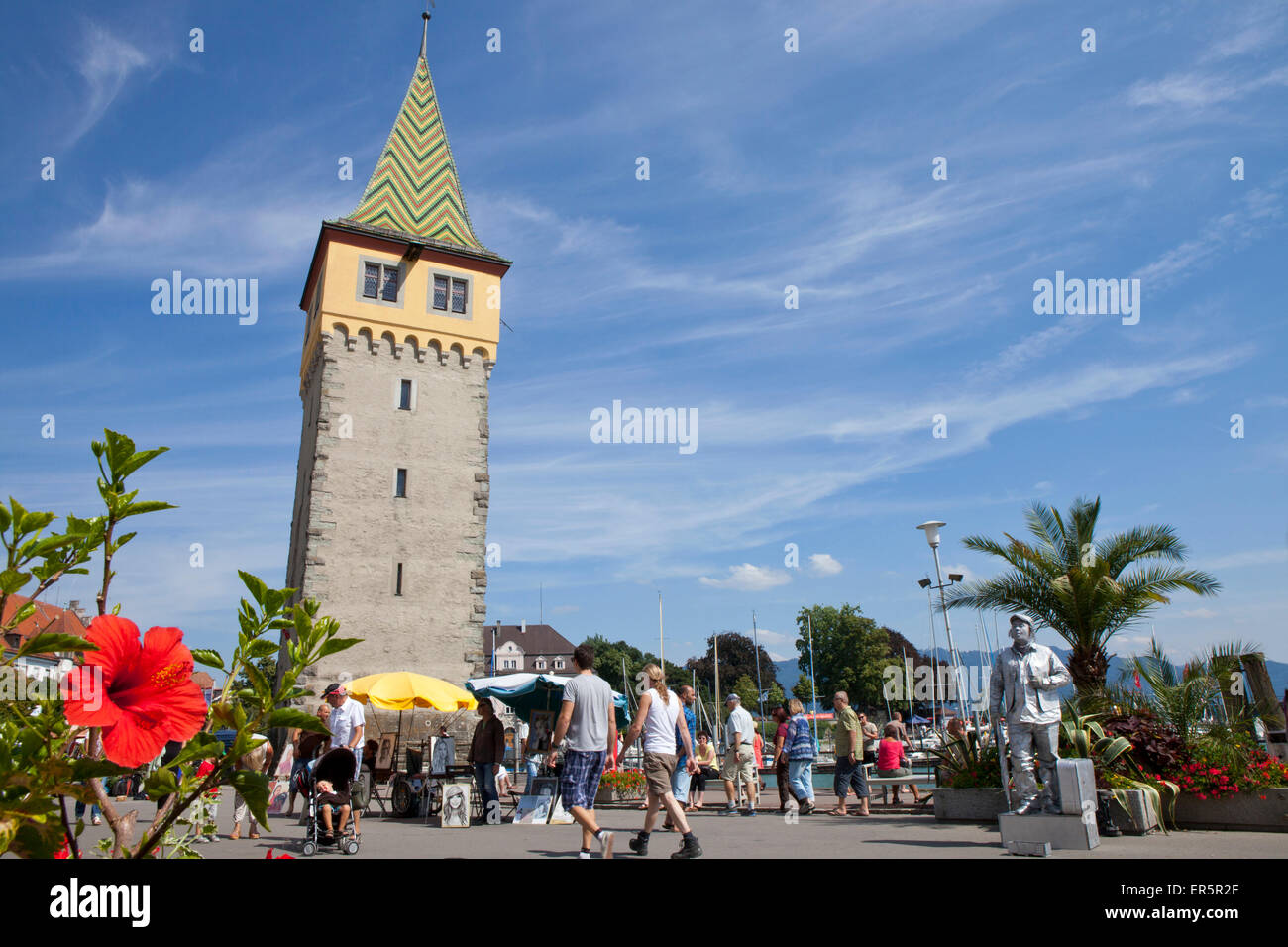 Mang tower in Lindau, Lake Constance, Swabian, Bavaria, Germany, Europe Stock Photo