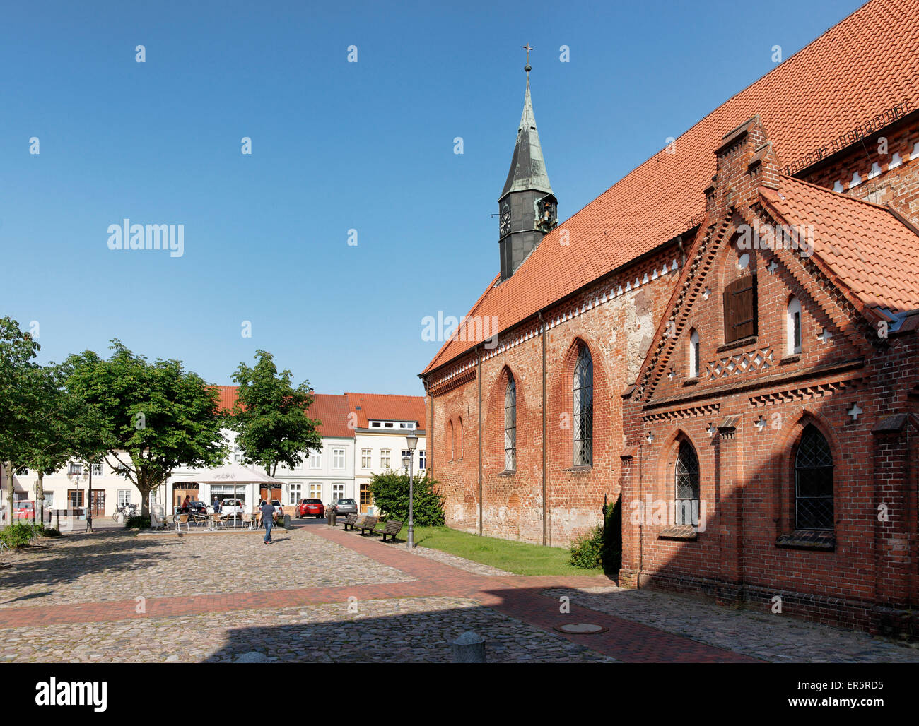 City Church at the Market, Krakow at the Lake, Mecklenburg-Western Pomerania, Germany Stock Photo