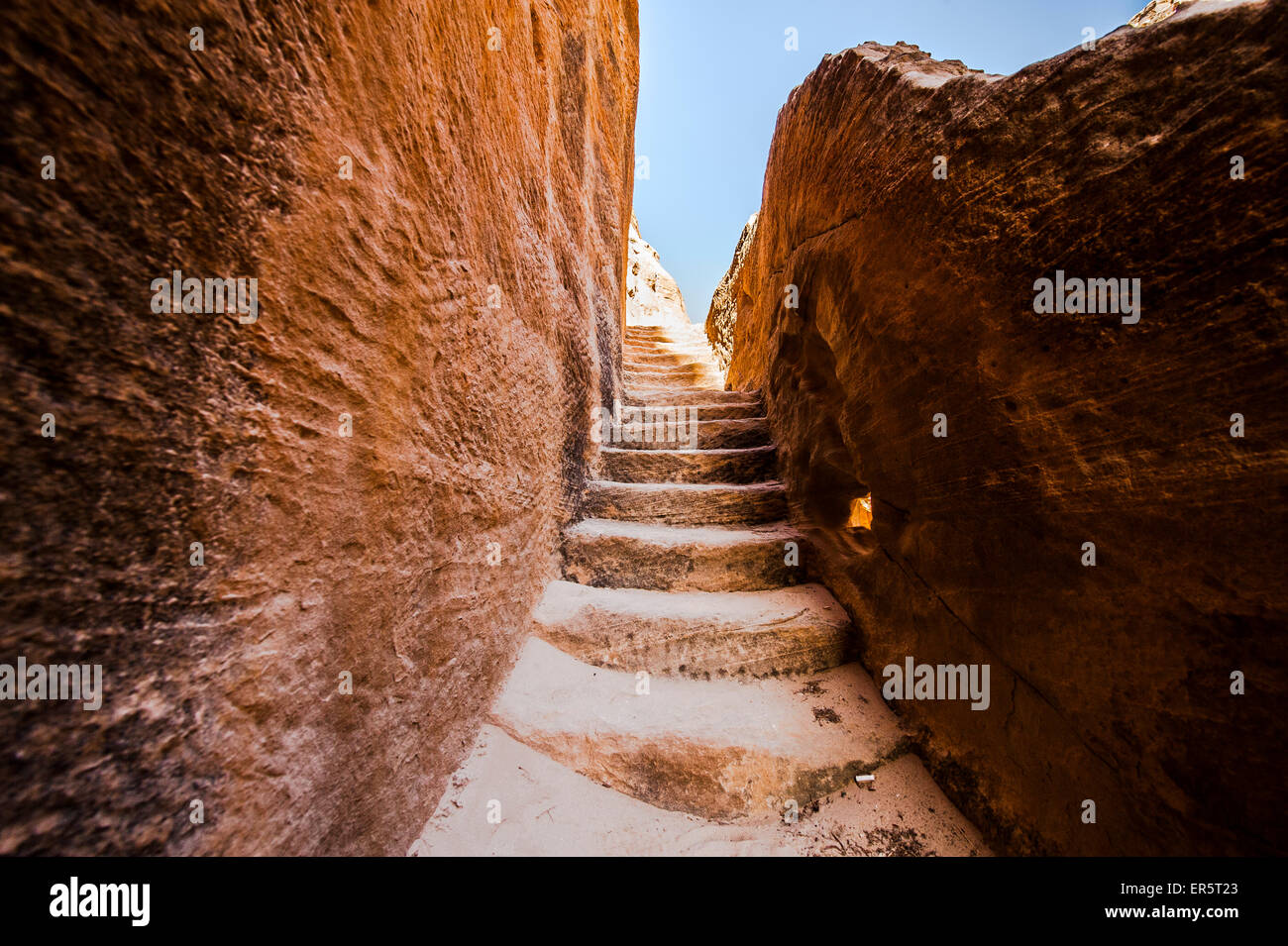 Stone steps, Siq el-Barid, Little Petra, Wadi Musa, Jordan, Middle East Stock Photo