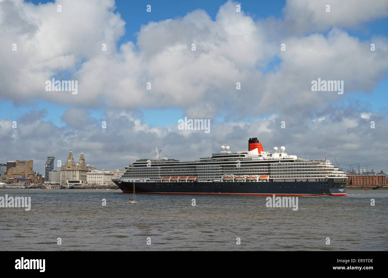 The Cunard Liner Queen Victoria on the River Mersey, May 5th, 2015